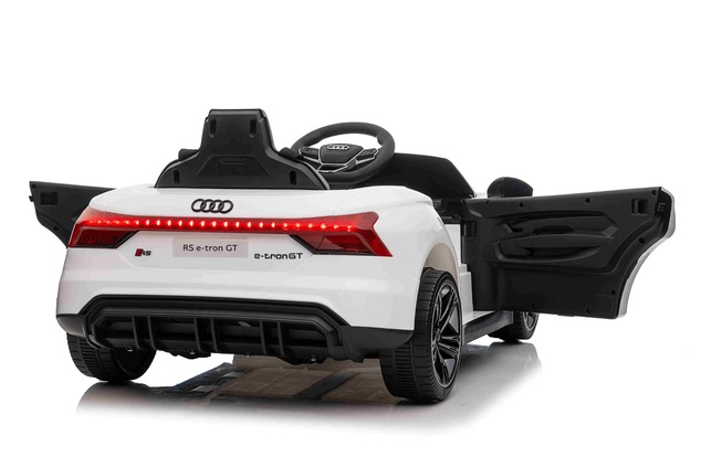 Electric Ride-on car Audi RS E-tron GT 12V, white, wide single seat, 2.4 GHz remote control, USB / A