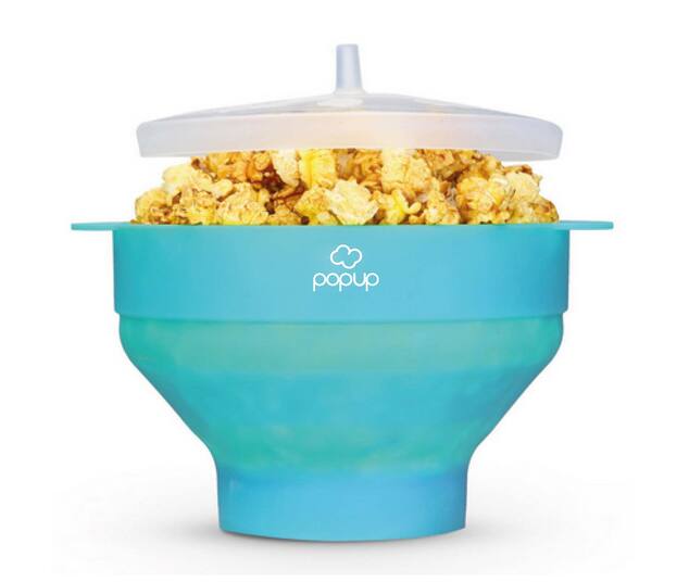 Richard Bergendi PoPuP Microwave Popcorn Popper with Convenient Handles, Silicone Popcorn Maker, Col