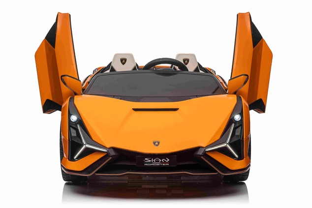 Electric Ride-on car Lamborghini Sian 4X4, orange, 12V, 2.4 GHz remote control, USB / AUX Input, Blu