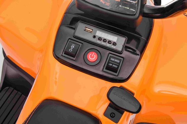 Licencovaná elektrická čtyřkolka McLaren Racing MCL 12V 4x4, Šedá, Měkká EVA kola, Dálkové ovládání