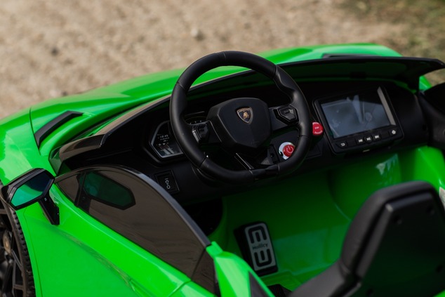 Electric Ride on Car Lamborghini Aventador 24V for two users, Green Paint, MP4 Player, PU Seats, Ver