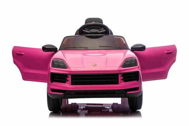 Auto elettrica per bambini Porsche Cayenne 12V con trazione posteriore - con licenza (1 posto), rosa