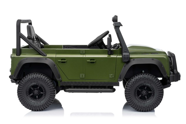 Electric Ride-on car Land Rover Defender 110 SVX 12V, green, 4X4 drive, LED lights, front and rear w