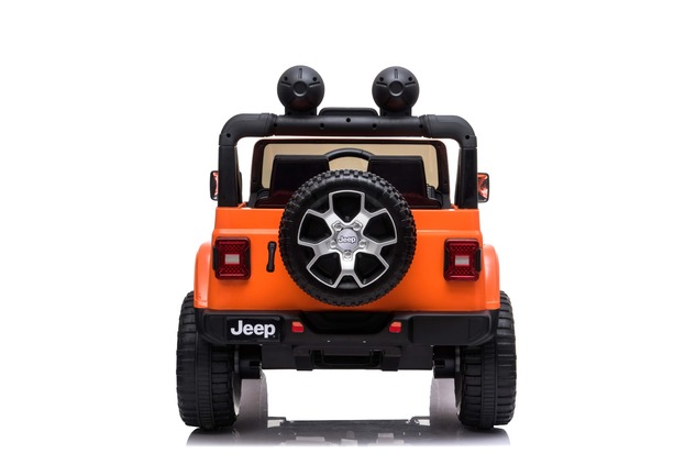 Electric Ride-On JEEP Wrangler, Orange, Double Leather Seat, Radio with Bluetooth and USB Input, 4x4
