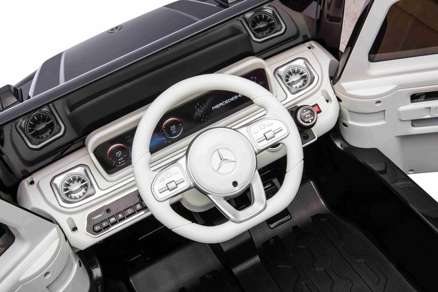 Electric Ride-on car Mercedes-Benz EQG 12V, black, LED underlighted body parts, Functional front and