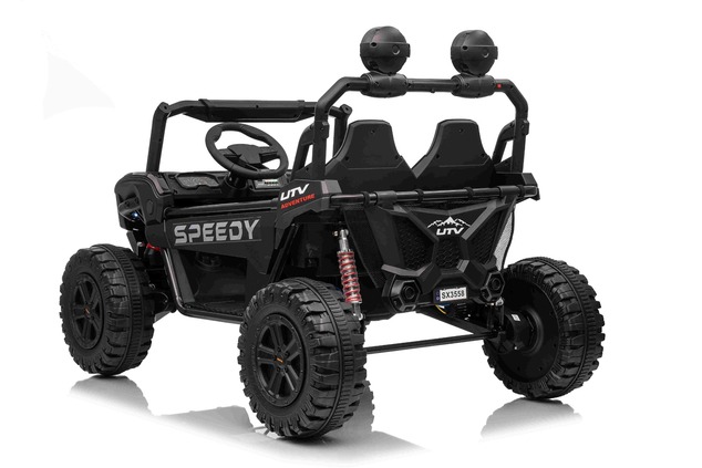 Electric Ride-on car T-REX Ride 4x4 Two-seater 24V, black, MP3 Player with USB/AUX input, 4x4 drive,