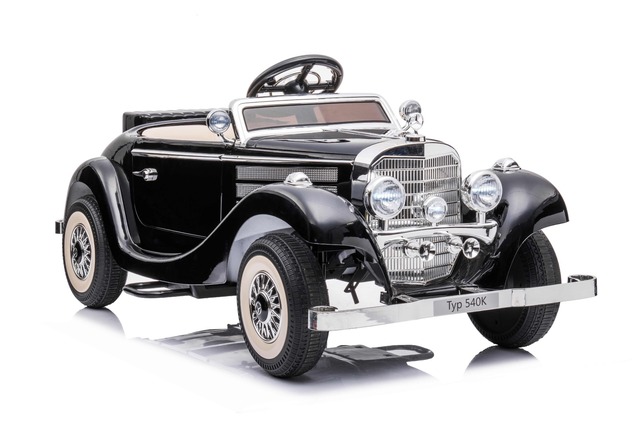 Electric Ride-On Toy Car Mercedes-Benz 540K, Black, Local parental control by Steering wheel, 2.4Ghz