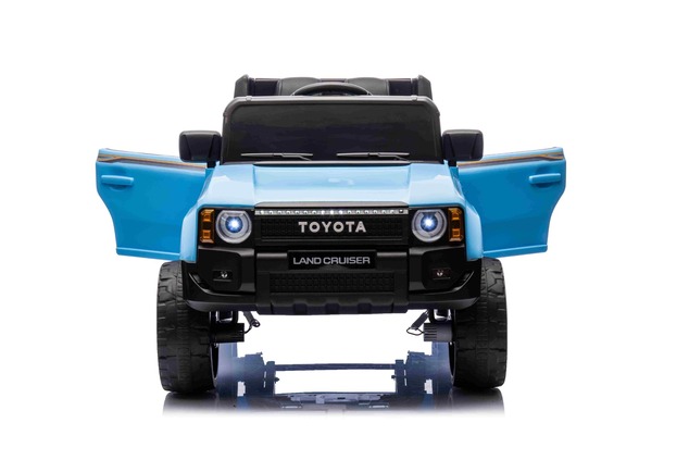 Electric ride-on car Toyota Landcruiser 12V, blue, wide single seat, 2.4 GHz remote control, USB / A