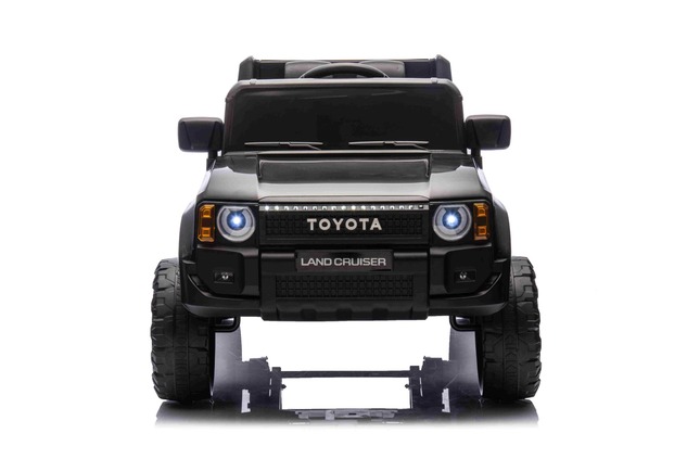 Electric ride-on car Toyota Landcruiser 12V, black, wide single seat, 2.4 GHz remote control, USB / 