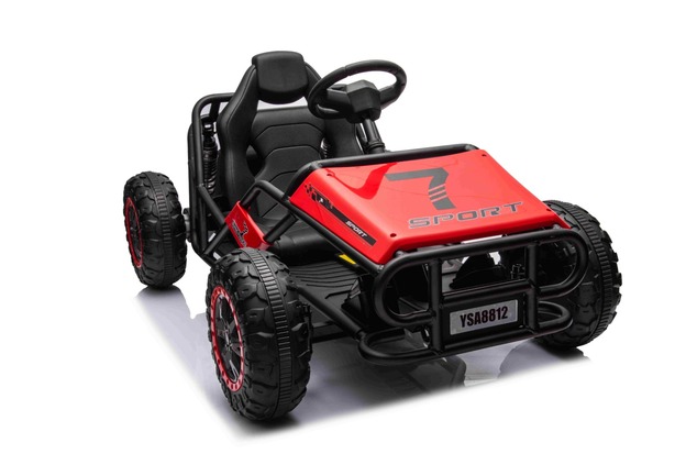Electric Ride-on SPORT-CART 24V, red, Soft EVA wheels, Leatherette seat, 2 x 50W Motor, 24V Battery,
