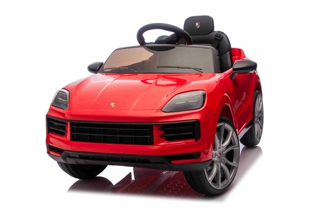Auto elettrica per bambini Porsche Cayenne 12V con trazione posteriore - con licenza (1 posto), ross