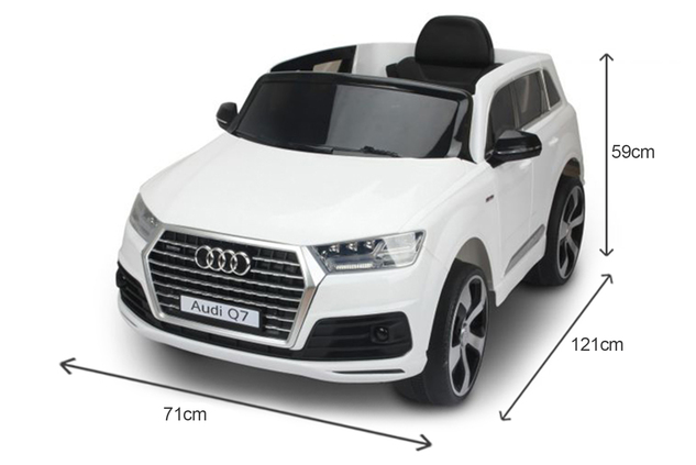 Auto elettrica per bambini Audi Q7 Quattro, Bianco, con licenza ufficiale, a batteria, porte apribil