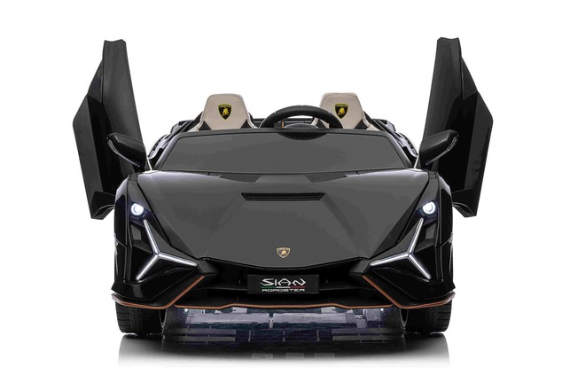 Electric Ride-on car Lamborghini Sian 4X4, black, 12V, 2.4 GHz remote control, USB / AUX Input, Blue