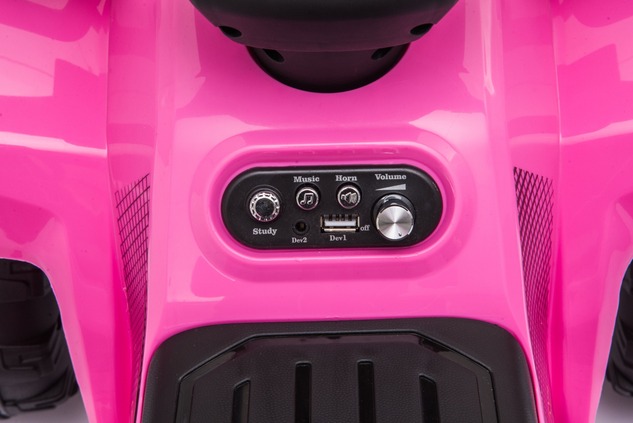 Electric QUAD MINI 6V, Pink, MP3 player with USB / AUX input, 1 X 25W Engine, 6V / 4Ah battery, func