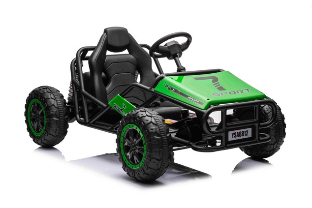 Electric Ride-on SPORT-CART 24V, green, Soft EVA wheels, Leatherette seat, 2 x 50W Motor, 24V Batter