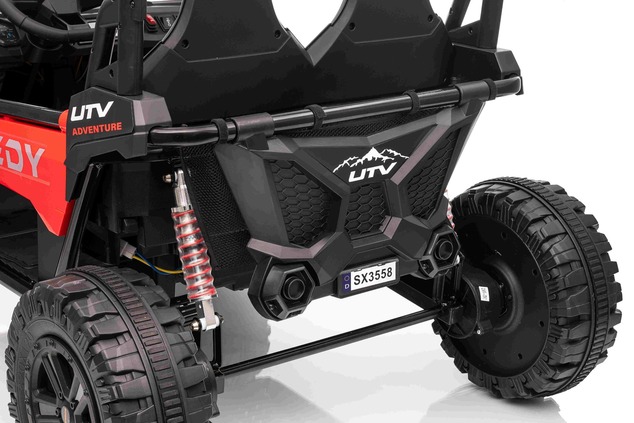 Electric Ride-on car T-REX Ride 4x4 Two-seater 24V, red, MP3 Player with USB/AUX input, 4x4 drive, L