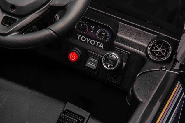 Electric ride-on car Toyota Landcruiser 12V, black, wide single seat, 2.4 GHz remote control, USB / 