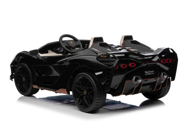 Electric Ride-on car Lamborghini Sian 4X4, black, 12V, 2.4 GHz remote control, USB / AUX Input, Blue