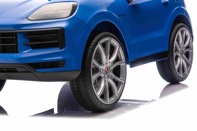 Auto elettrica per bambini Porsche Cayenne 12V con trazione posteriore - con licenza (1 posto), blu,