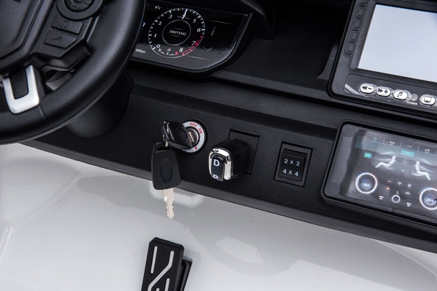 Electric Ride-On Range Rover, White, Double Leather Seat, LCD Display with USB Input, 4x4 Drive, 2x