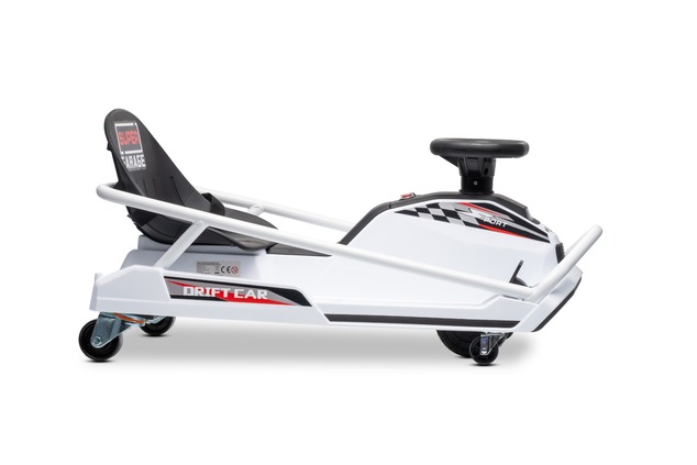Beneo Motors Drift Electric Go-Kart 24V, White, 300W Brushless Motor, Lithium Battery, Drift Mode wi