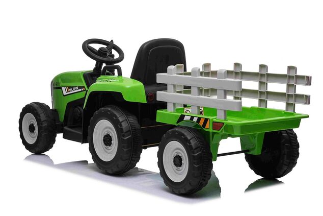 Electric Tractor WORKERS with trailer, green, Rear wheel drive, Lithium Battery, Plastic wheels, wid