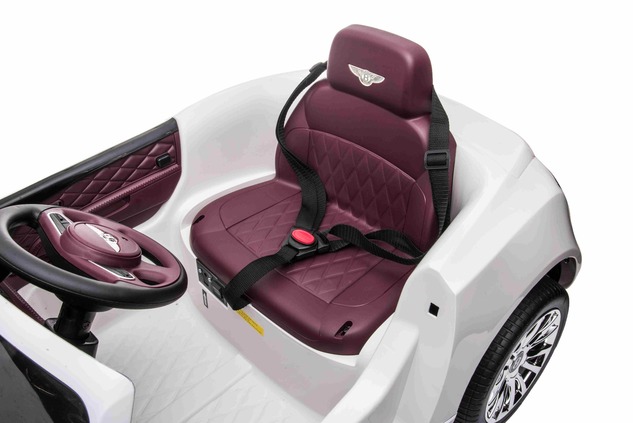 Electric ride-on car Bentley Mulsanne 12V, white, Leatherette seat, 2.4 GHz remote control, Eva whee