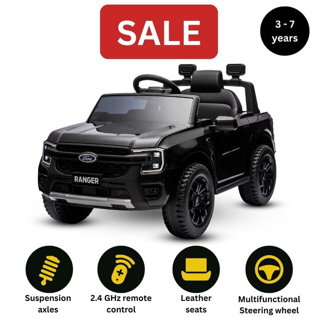 Electric Ride-on car FORD 707 12V, black, Leather seat, 2.4 GHz remote control, Bluetooth / USB Inpu