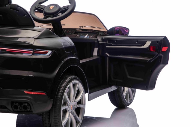 Auto elettrica per bambini Porsche Cayenne 12V con trazione posteriore - con licenza (1 posto), nero