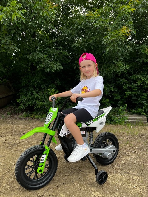 Electric Ride-on MOTOCROSS, Red, 12V battery, EVA soft wheels, Leather seat, 2 x 25W Engine, Suspens