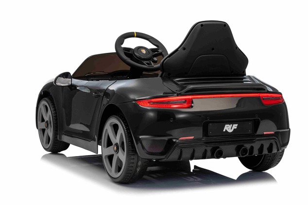 Electric Ride-on car RUF GT 12V, black, Opening doors, 2.4 GHz remote control, LED lights front and 