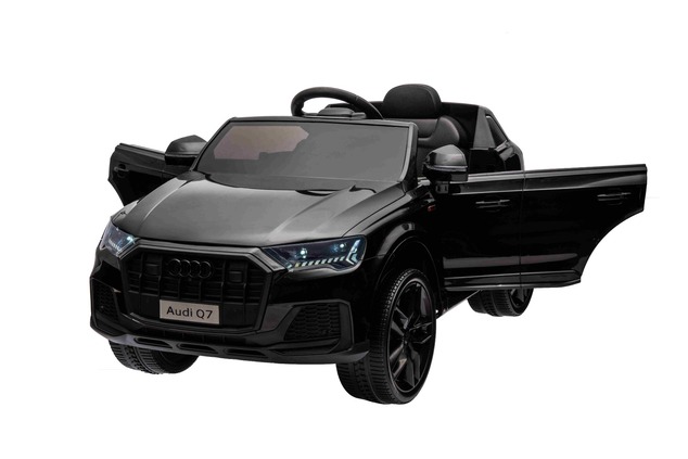 Auto elettrica per bambini Audi Q7 nero, monoposto, sospensione indipendente, batteria 12V, telecoma