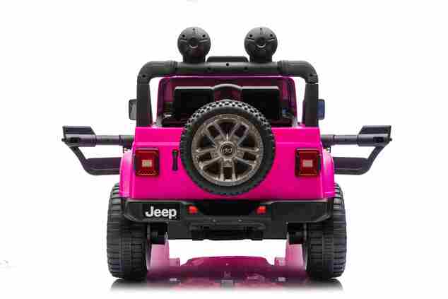 JEEP Wrangler elektrické autíčko pro děti, Růžová, Dvoumístné kožené sedadlo, Rádio s Bluetooth a USB vstupem, 4x4 | D