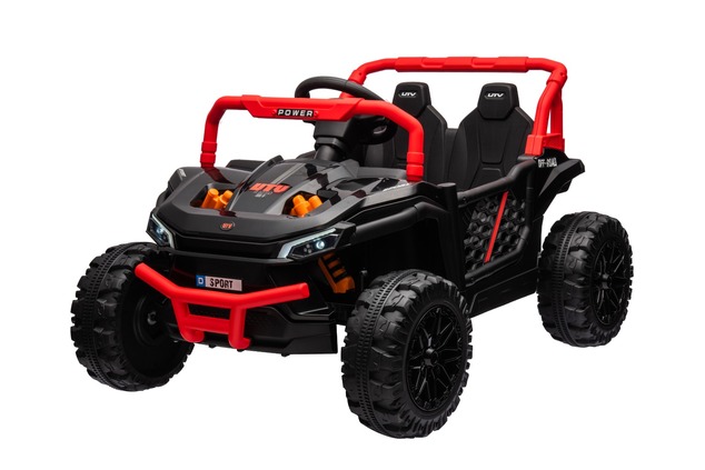 Electric ride-on car UTV Small 12V, black, Rear wheel drive, 12V battery, Plastic wheels, Wide doubl