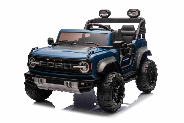 Ford Bronco XL elektrische kinderauto met achterwielaandrijving, gelicentieerd (tweezitter), blauw, 
