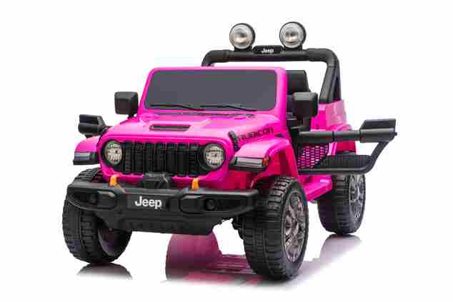 JEEP Wrangler elektrické autíčko pro děti, Růžová, Dvoumístné kožené sedadlo, Rádio s Bluetooth a USB vstupem, 4x4 | D