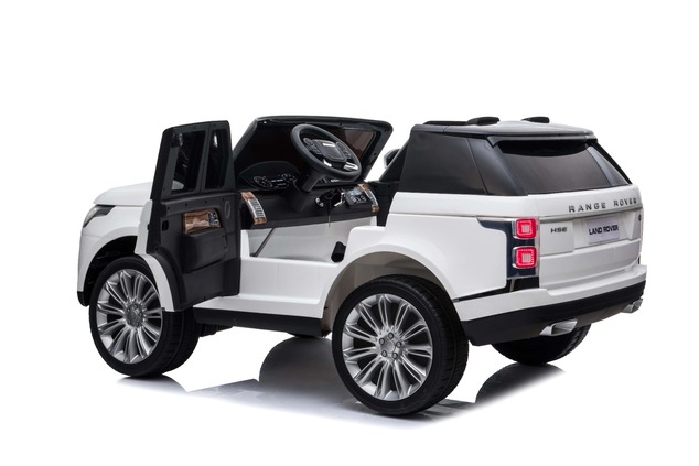 Electric Ride-On Range Rover, White, Double Leather Seat, LCD Display with USB Input, 4x4 Drive, 2x