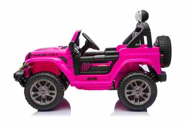 JEEP Wrangler elektrické autíčko pro děti, Růžová, Dvoumístné kožené sedadlo, Rádio s Bluetooth a USB vstupem, 4x4 | D