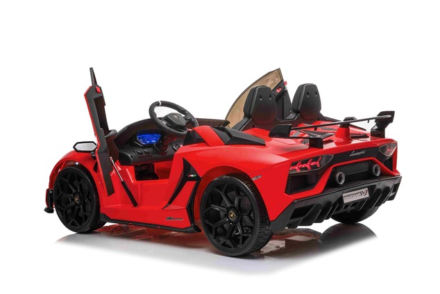 Electric Ride on Car Lamborghini Aventador 12V for two users, Red, Vertical opening doors, 2 x 12V E