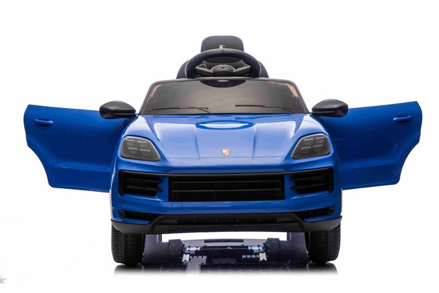 Auto elettrica per bambini Porsche Cayenne 12V con trazione posteriore - con licenza (1 posto), blu,