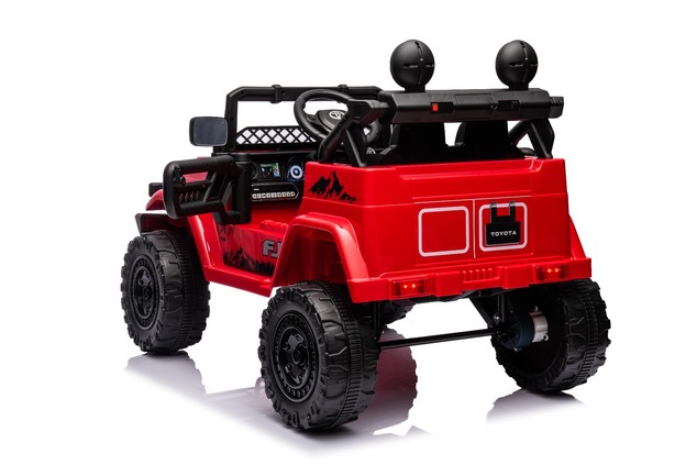 Toyota FJ Cruiser elektrické autíčko pre deti s pohonom zadných kolies, Červená, 12V akumulátor, vysoký podvozok, široké sedadlo