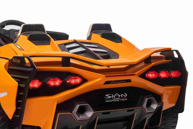Electric Ride-on car Lamborghini Sian 4X4, orange, 12V, 2.4 GHz remote control, USB / AUX Input, Blu