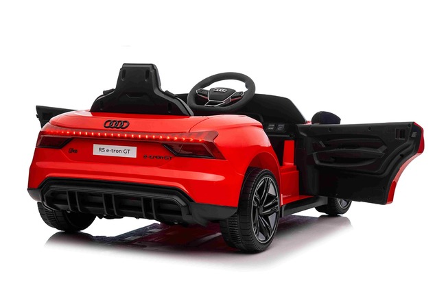 Electric Ride-on car Audi RS E-tron GT 12V, red, wide single seat, 2.4 GHz remote control, USB / AUX