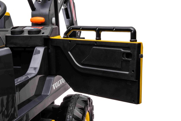 Electric ride-on car Volvo Excavator 12V with front digger ladle, Single seat, red, soft leatherette