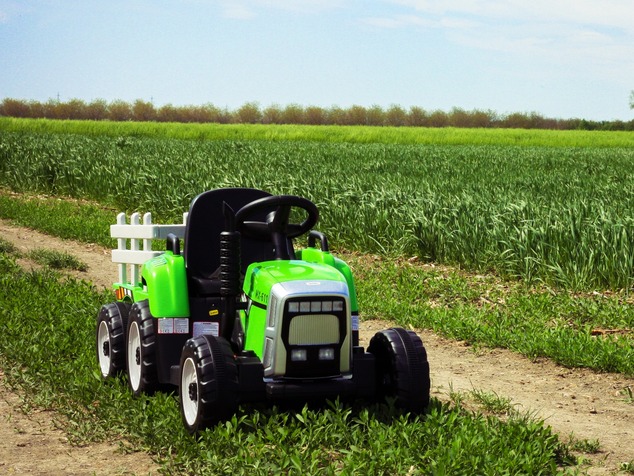 Electric Tractor WORKERS with trailer, green, Rear wheel drive, Lithium Battery, Plastic wheels, wid