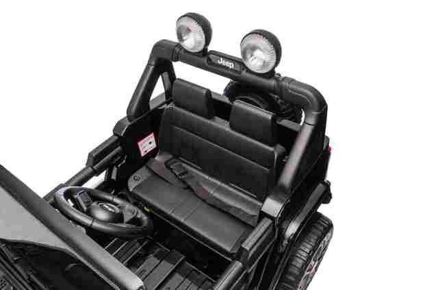 Jeep per bambini 4x4, Nero, sedile in ecopelle a due posti, radio con Bluetooth e ingresso USB