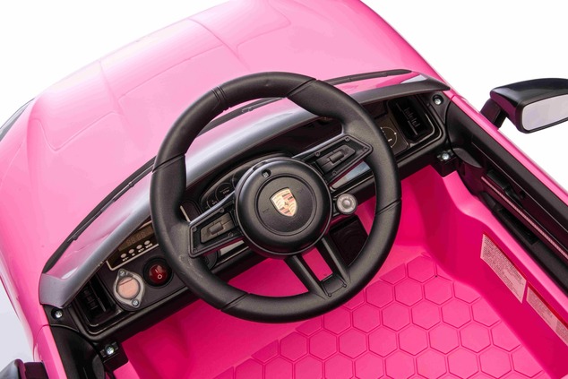 Auto elettrica per bambini Porsche Cayenne 12V con trazione posteriore - con licenza (1 posto), rosa