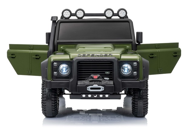 Electric Ride-on car Land Rover Defender 110 SVX 12V, green, 4X4 drive, LED lights, front and rear w
