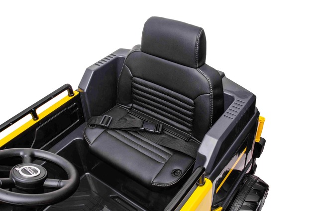 Electric ride-on car Volvo Excavator 12V with front digger ladle, Single seat, red, soft leatherette