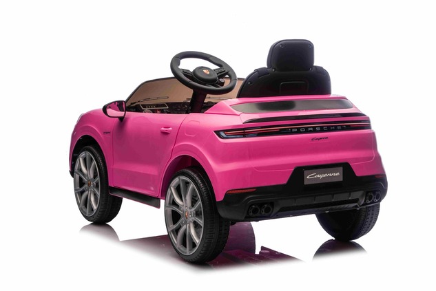 Auto elettrica per bambini Porsche Cayenne 12V con trazione posteriore - con licenza (1 posto), rosa